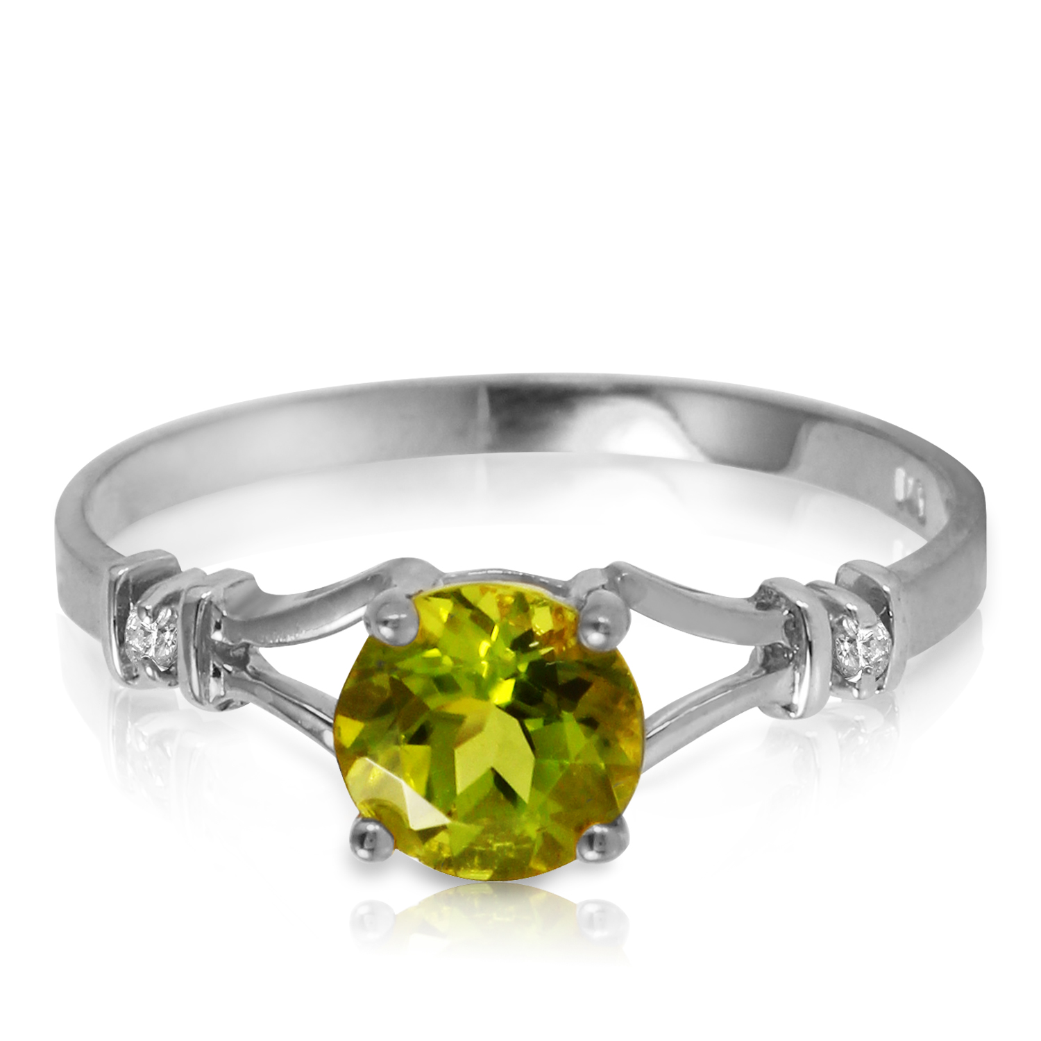 14k Solid Gold Ring With Natural Diamonds Peridot White Gold 976$